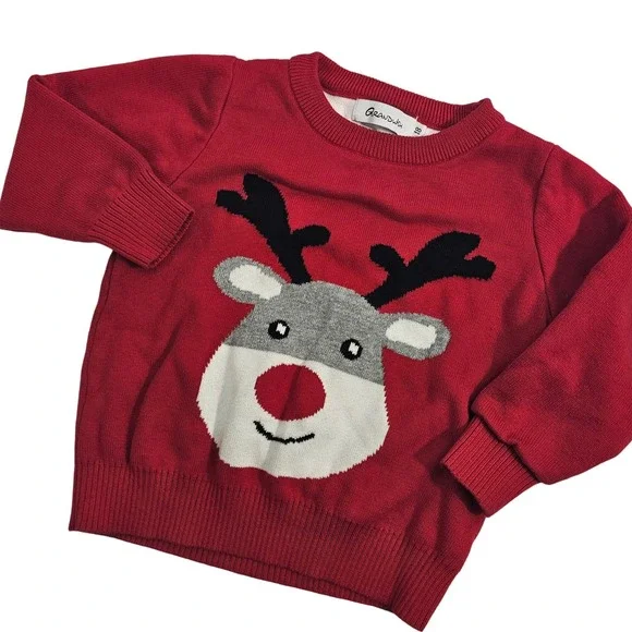 Grandwish Baby Boys Girls Christmas Sweater O-Neck Knitted Cotton - 18M Holiday - Picture 1 of 7